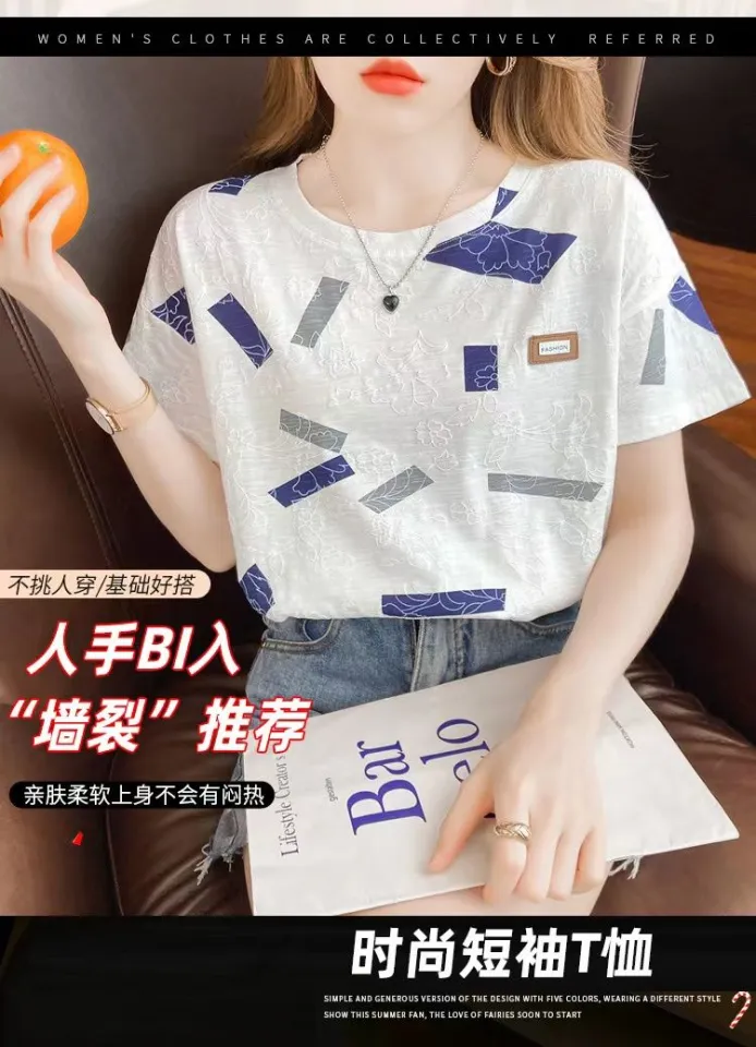 Short Sleeve T-Shirt Print T Shirt Women Cotton Korean Style Woman