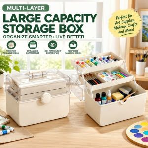 Portable Three-layer Transparent Storage Box with Lid Multi-functional Creative Boxs