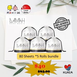 DAMAH Dark Magic Face Towel (5x80sheets/roll) Korea Disposable Cleaning Face Towel Multi-Purpose Makeup Remover Pads Dry & Wet Dual Use Suitable for Sensitive Skin & Baby