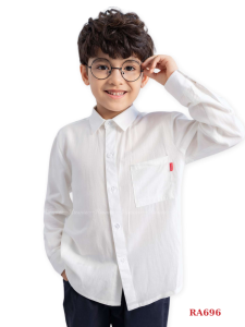 Áo sơ mi trắng bé trai Riomio áo sơ mi dài tay  cho bé đi học cổ Đức chất 100% cotton thô Hàn mềm mát size 20-42kg RA696