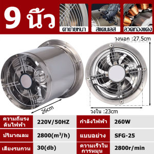 พัดลมดูดเป่า พัดลมระบายอากาศ 7นิ้ว/9นิ้ว/11นิ้ว 2600รอบหมุน/นาที มีตาข่ายหน่าหลัง
