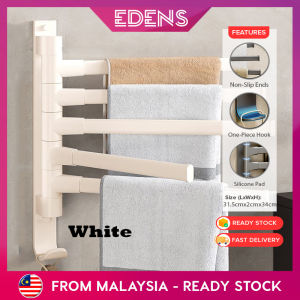 EDENS Rotating 5 Layer Rod Towel Hanger Bar Rack Hook Wall Mount Hand Cloth Toilet Bathroom Rak Tuala Berputar - Fulfilled by Edens
