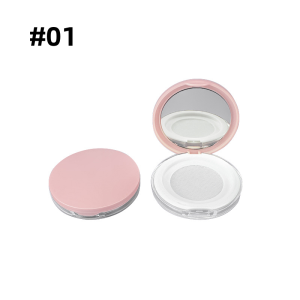 Empty Loose Powder Container with Mirror and Velvet Powder Puff Reusable Compact Container with Elasticated Net Sifter