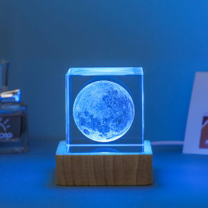 Đèn Ngủ Pha Lê Hình Lập Phương Hệ Mặt Trời Ánh Sáng Đổi Màu Đèn Decor Trang Trí Quà Tặng Người Thân