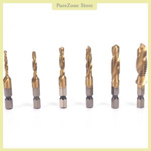 M3-M10 Hex Shank Titanium Plated HSS Hand Screw Thread Metric Tap Drill Bits