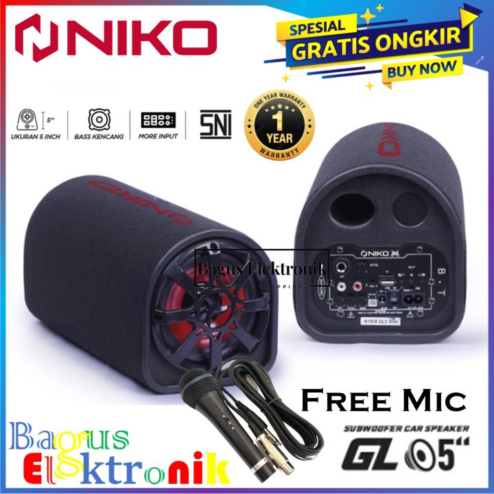 NIKO GL5 Subwoofer Car Speaker 5 in Karaoke Bluetooth Usb Sdcard AUX