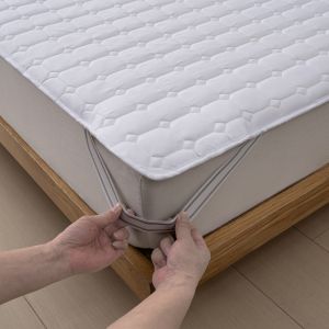 Waterproof Cotton Mattress Protector With Highly Elastic In 4Corners Fitted Bedding Cover Gray Color Urine Proof Mattress Cover Bedwetting Sheet