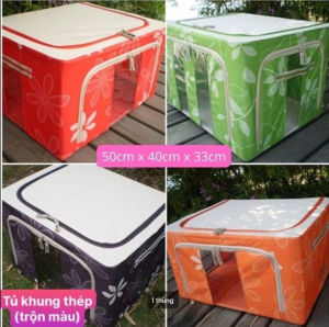 Hộp Vải Đựng Quần Áo Khung Thép 66L Hộp Đựng Chăn Màn Hộp Đựng Đồ Đa Năng Gấp Gọn Tiện Lợi