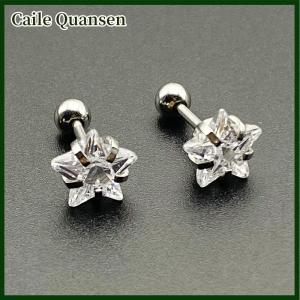 Caile ต่างหูเจาะรูปดาวสแตนเลส316L สำหรับผู้หญิงเทรนด์ zircon lobe rook กระดูกอ่อนหูเครื่องประดับร่างกาย