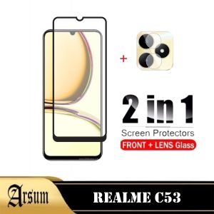PROMO Paket 2in1 Tempered Glass Layar REALME C53Tempered Glass Camera Garskin Skin Carbon