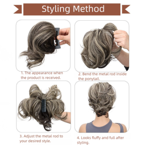 XINSU38 Claw Clip Short Ponytail Chignon Synthetic Hairtail Extensions Messy Curly Hair Bun Fashion Hair Band False Hair Pieces Women