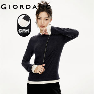 GIORDANO ผู้หญิง  เสื้อสเวตเตอร์คอกลมแขนยาว 2 ชิ้น ทรงเข้ารูป แต่งรูนิ้วหัวแม่มือ ทรงหลวม อบอุ่น แฟชั่นลำลอง 18353928