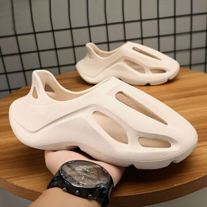 Ready Stock Summer New Trend Hole Shoes Thick Bottom Breathable Fashion Non-Slip Outdoor Beach Shoes For Men EVA Ins Hollow Casual Sandals Men