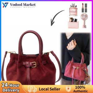 Womens Retro Faux Suede Crossbody Bag for Daily Use and Travel with Adjustable Shoulder Strap