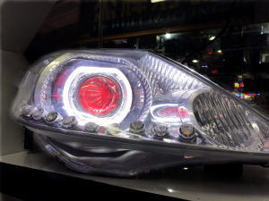 Sinolyn 3.0 Angel Devil Eyes Super HID Bi-xenon Lens Headlight Car Projector COB LED Halo Demon Eyes DRL Headlamp Retrofit DIY Car-styling H1 H4 H7