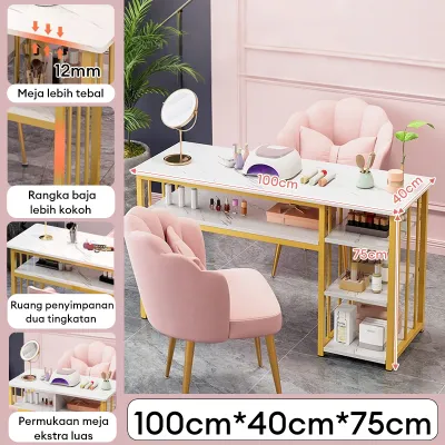 Meja Nail Art Meja Manikur Ganda Meja Salon Kuku Modern Minimalis Multifungsi
