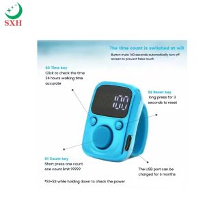 (SXH)NEW Electric Finger Tally Counter With LED Screen Battery Replaceable Glow in Dark Digital Tasbih Model 3203