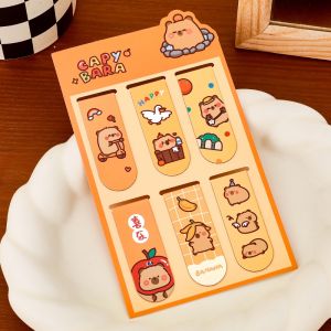 INS Cartoon Capybara Magnetic Bookmarks Set of 6pcs Fridge Magnet Tag Book Page Clip School Stationery Gift Ideas