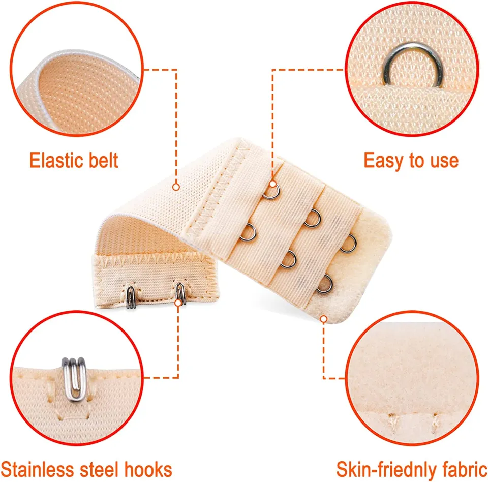 Women Elastic Bra Extenders 5/6 Hook(Optional) Bras Back Extension Strap,  4pcsx5 Hook:white&beige&light Beige&black, 5hook : : Clothing,  Shoes & Accessories