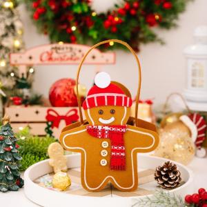SHENGHAOS Christmas Gifts Bags Cute Gingerbread Man Storage Bags Chocolate Cookies Candy Handbags For Christmas Birthday Party Decoration