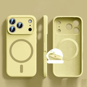 Liquid Silicone for Magsafe Case for iPhone 17 Pro Max Air Soft Lens Protect Shockproof Cover for iPhone 16 12 13 14 15 Pro Max
