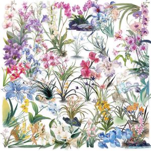 50Pcs Plant Flower Orchid Graffiti Stickers DIY Scrapbooking Luggage Laptop Waterproof PET Sticker