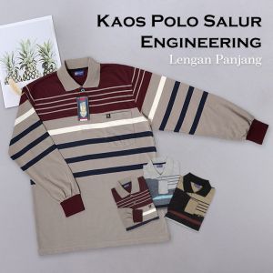 Liso wear - Kaos kerah pria motif stripe salur engineering saku dewasa lengan panjang 7878