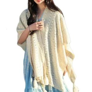 Màu trơn đan quấn ngang vai đau khổ rìa cuối cạnh gia cường đan khăn choàng phụ kiện quần áo thời trang