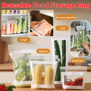 Long Thick Double Rib Fresh-keeping Sealed Bag Reusable Food Storage Bag Food-Grade Leakproof