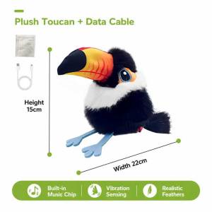 Lovinland Pet  Interactive Flapping Bird Cat Toy Touch Activated Rechargeable Electric Plush Toy with Realistic Chirp Sound 3 Flapping Modes Built-in Catnip Pocket Hanging Design for Indoor Kitten