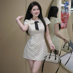QC_Đầm công sở tiểu thư Lụa bi tay ngắn cổ bèo phối nơ Voan kèm quần mặc đi làm đi chơi nhẹ nhàng