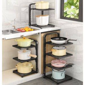 Adjustable Pot Rack Pot Organiser Under Sink Kitchen Sink Organiser Kitchen Rack Steel Kitchen Pot Holder Sink Rack
