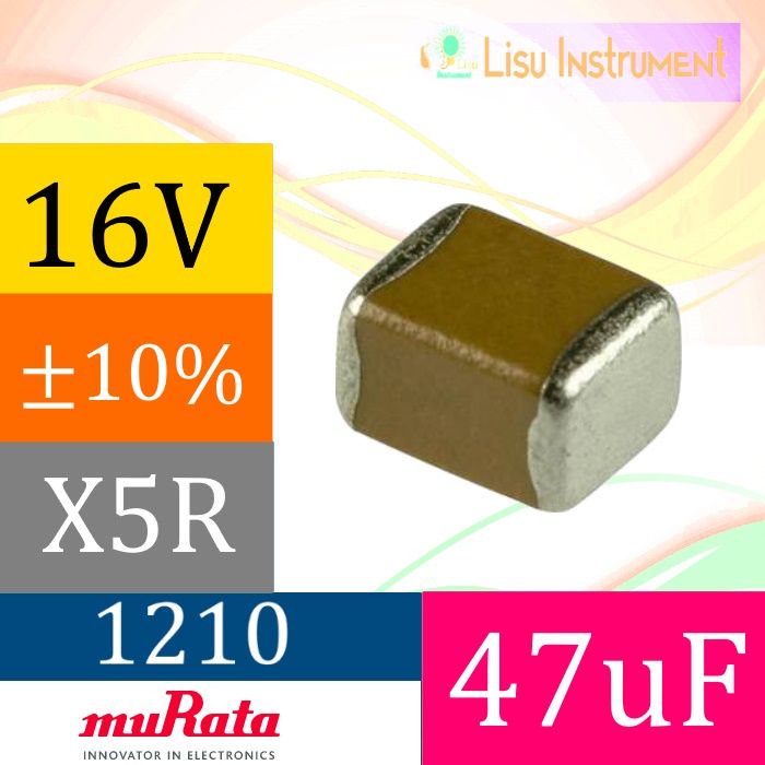 47uF 16V X5R ±10% 1210 3225 Multilayer Ceramic Capacitors MLCC