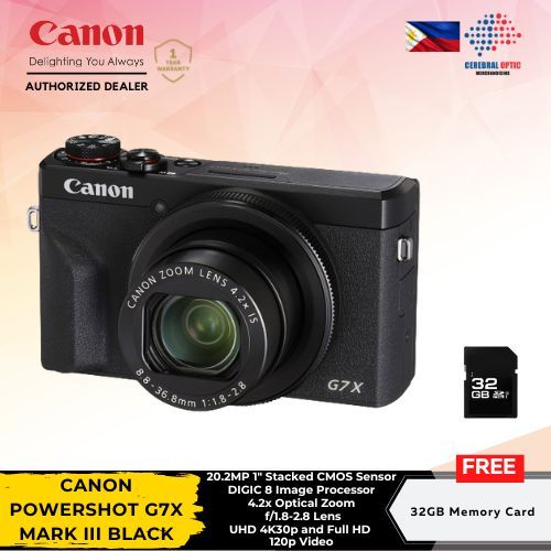CANON POWERSHOT G7X MARK III BLACK + FREE 32GB SD CARD Cerebral Optic