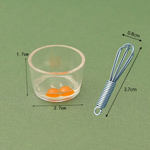 [Childhood MS] 1 Bộ Dollhouse thu nhỏ trứng Bát trứng Beater cán Pin Pan nhà bếp mô hình trang trí nội thất đồ chơi nhà búp bê phụ kiện