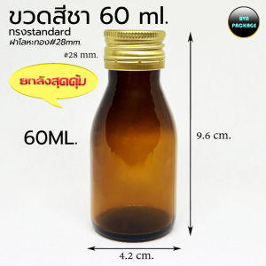 (ยกลัง190ใบ) ขวดแก้วขนาด 60 มล. ทรงstandard 60ml พร้อมฝาโลหะฝาบิดขาด ร้านBVN PACKAGE