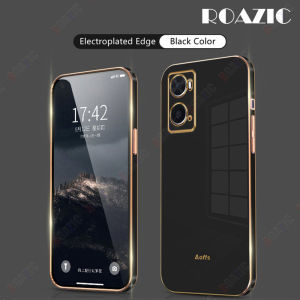 ROAZIC For OPPO A76/A96 4G Phone Case Straight Electroplate Edge Casing Soft Silicone Full Cover Protection Luxury Back Cover