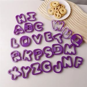 FLYING 26 Letters Set Plastic Cookie Cutters 16 Numbers Set Plastic Material Alphabet Biscuit Cutters DIY Easy Release Shape DIY Fondant Molds Home Kitchen Baking