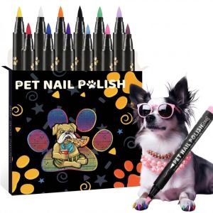 CLARO 12 Colors Dog Nail Polish Pens Quick Dry Safe Odorless Dog Nail Polish Set Fun Non-Toxic Pet Nail Accessories Set DIY Pretty Nails