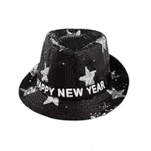 LED Light Up New Year’s Hats Colorful LED Star Sequins Hats Accessory for New Year Party and Event Decors