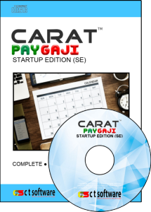 CARAT PayGaji Startup Edition (SE) Payroll Software - Employees Advances Leave Claims Salaries Overtime EPF Socso PCB HRDF EIS CP38 Form EA Form E/CP8d Basic Allowance Bonus Commission Annual Medical Unpaid Employer Deductions