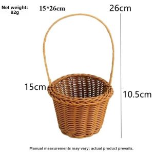 INNICE Handwoven Imitation Rattan Handhold 10 Styles with Handle Braid Storage Baskets High Quality Household Vegetable Fruit Flowers Holder Home Decoration /Restaurant Serving Tabletop Display