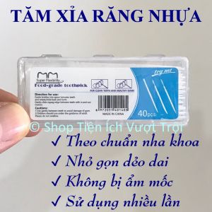 Tăm nhựa nguyên sinh hộp 40-200 cái dễ dàng lấy thức ăn giắt mắc khe răng tăm xỉa răng nhựa không bị ẩm mốc-Tiện Ích Vượt Trội