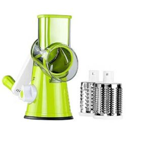 HUGHES 3 Sharp Drums Manual Rotary Vegetable Slicer Manual Rotary Stainless Steel Kitchen Chopper Garlic Chopper Time Saver Vegetable Cutter Kitchen Use