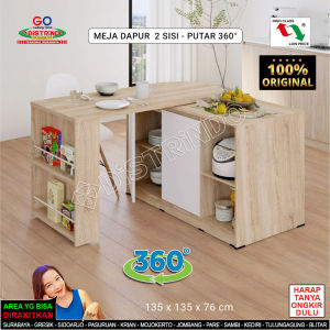 Distrindo - Meja Dapur / Makan 2 Sisi Bisa Putar 360░ serbaguna Bahan TEBAL Kualitas Export