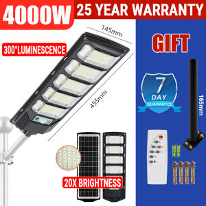 4000W Ultra-Bright LED Solar Street Light with Remote & Light Control IP67 Waterproof Outdoor Lighting