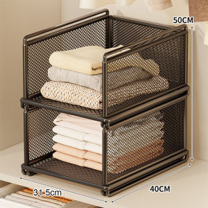 Kitchenut Penyusun Pakaian 2 Tingkat Rak Jaring Besi 2 Level Clothes Organizer Wardrobe Organizer Clothes Shelf Organizer