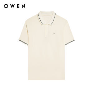 OWEN - Áo Polo Nam Ngắn Tay APV261092R Kiểu Body Fit Màu Be Chất Liệu Poly Spandex