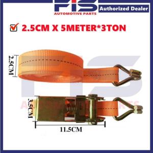 FIS Heavy Duty Truck Ratchet Tie Down Straps Cargo Lashing Belt Canvas Tali Pinggang Pengikat Barang Lori Trailer