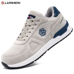 LARNMERN Sneakers Pria Work Shoes Anti-Static dengan Tanaman Anti-Slip dan Proaktif Anti-Bakteri - Abu-abu L9096